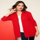 Plus Size Waffle Knit Zip Hoodie image number null