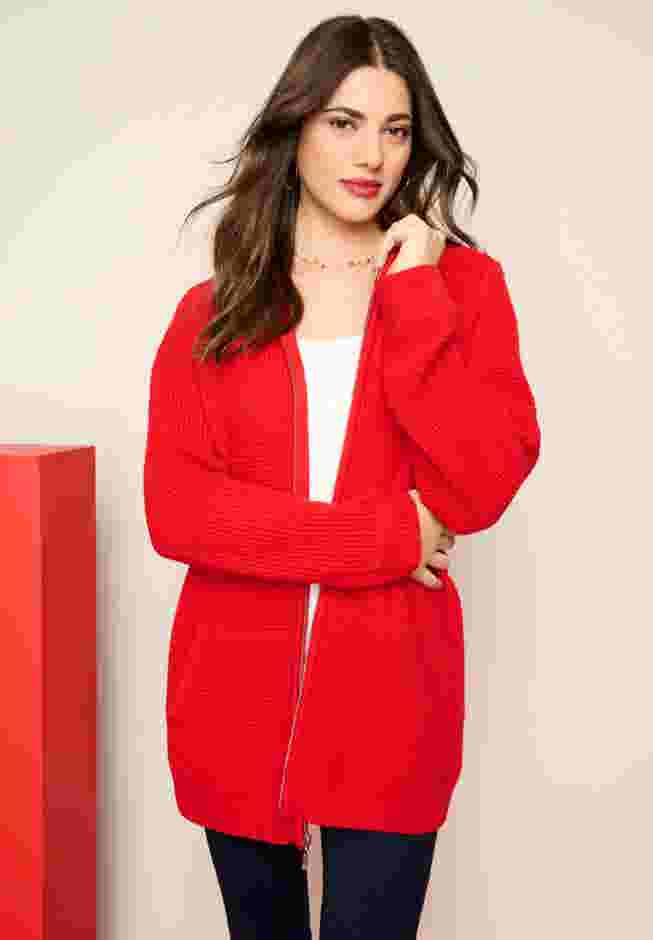 Plus Size Waffle Knit Zip Hoodie image number 0