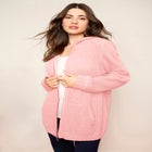 Plus Size Waffle Knit Zip Hoodie image number null