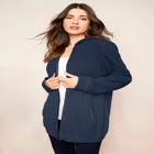 Plus Size Waffle Knit Zip-Front Relaxed Hoodie image number null