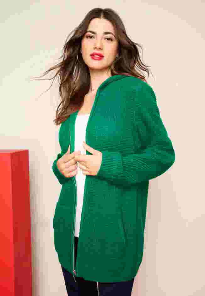 Plus Size Waffle Knit Zip Hoodie image number 0