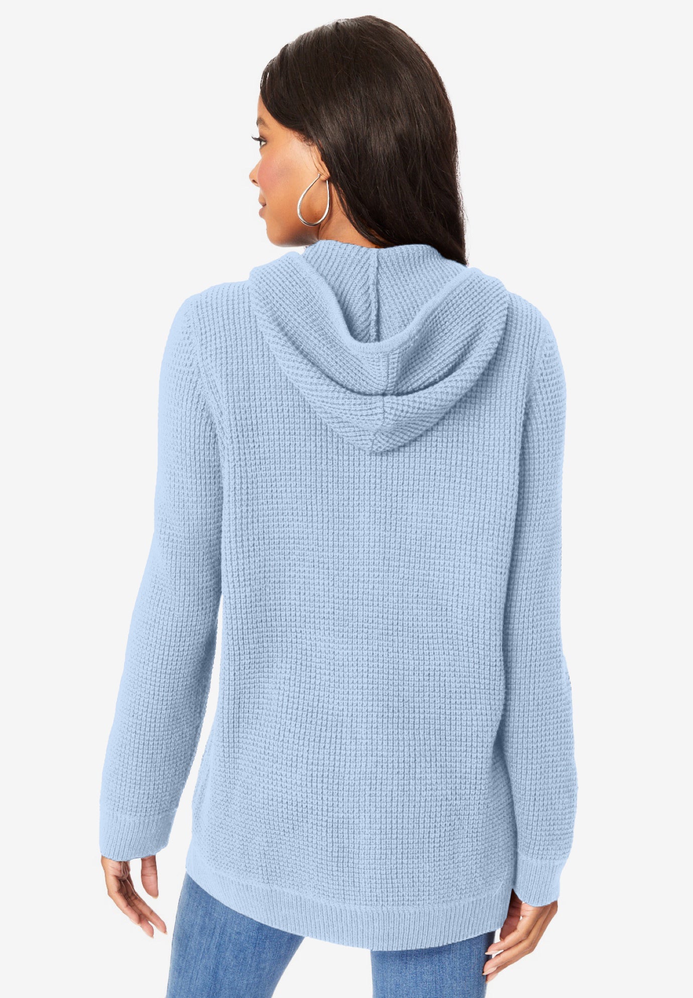 Plus Size Waffle Knit Zip Hoodie image number 1