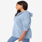 Plus Size Waffle Knit Zip Hoodie image number null