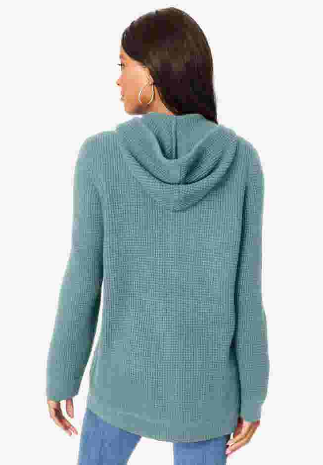 Plus Size Waffle Knit Zip Hoodie image number 1