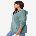 Plus Size Waffle Knit Zip Hoodie image number null