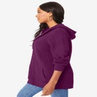 Plus Size Waffle Knit Zip-Front Relaxed Hoodie image number null