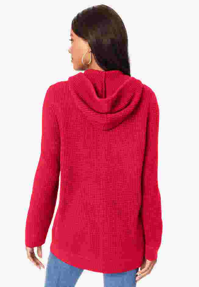 Plus Size Waffle Knit Zip Hoodie image number 2