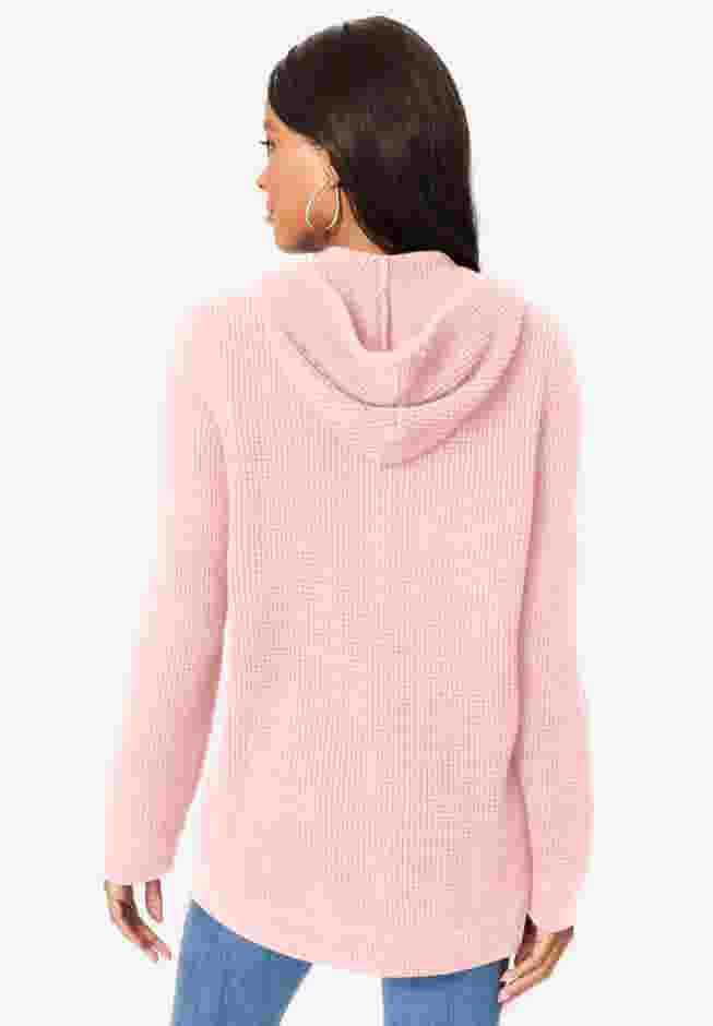 Plus Size Waffle Knit Zip Hoodie image number 1