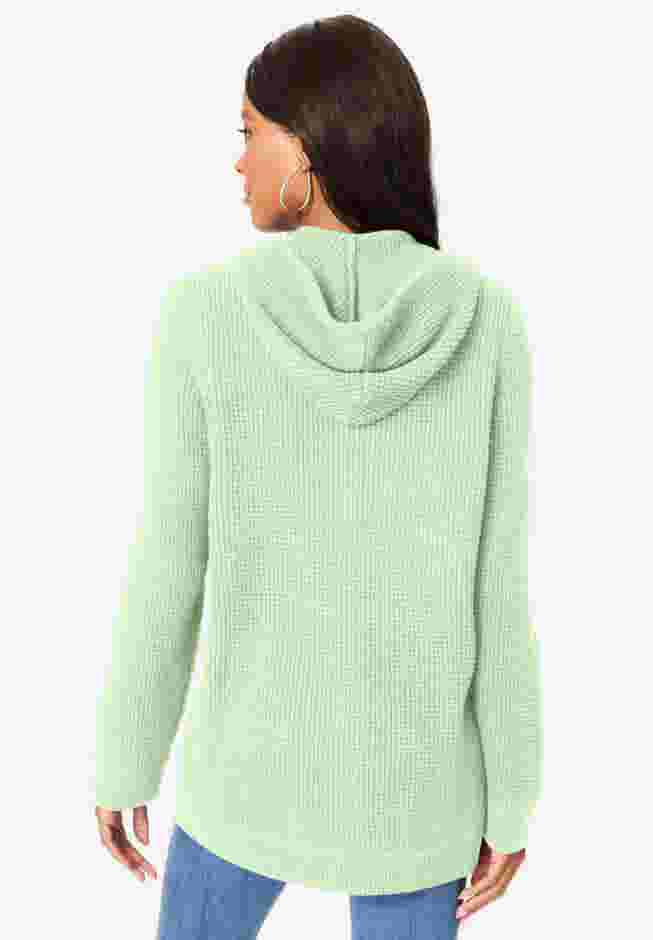 Plus Size Waffle Knit Zip Hoodie image number 1