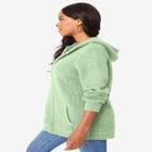 Plus Size Waffle Knit Zip Hoodie image number null