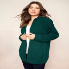 Plus Size Waffle Knit Zip-Front Relaxed Hoodie image number null