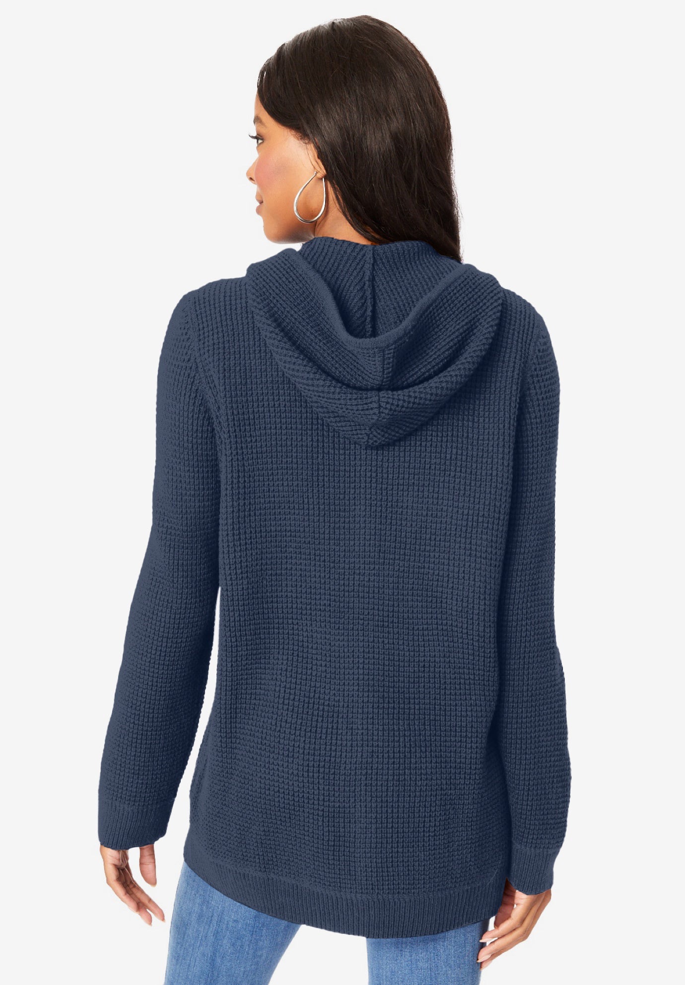 Plus Size Waffle Knit Zip Hoodie image number 1