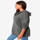 Plus Size Waffle Knit Zip Hoodie image number null