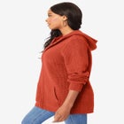 Plus Size Waffle Knit Zip Hoodie image number null
