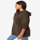 Plus Size Waffle Knit Zip Hoodie image number null