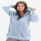 Plus Size Waffle Knit Zip Hoodie image number null