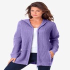 Plus Size Waffle Knit Zip Hoodie image number null