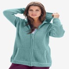 Plus Size Waffle Knit Zip Hoodie image number null