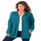 Plus Size Waffle Knit Zip Hoodie image number null