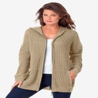 Plus Size Waffle Knit Zip Hoodie image number null