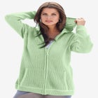 Plus Size Waffle Knit Zip Hoodie image number null