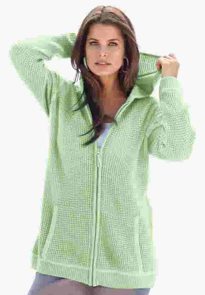 Plus Size Waffle Knit Zip Hoodie image number 0