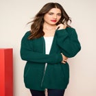 Plus Size Waffle Knit Zip-Front Relaxed Hoodie image number null