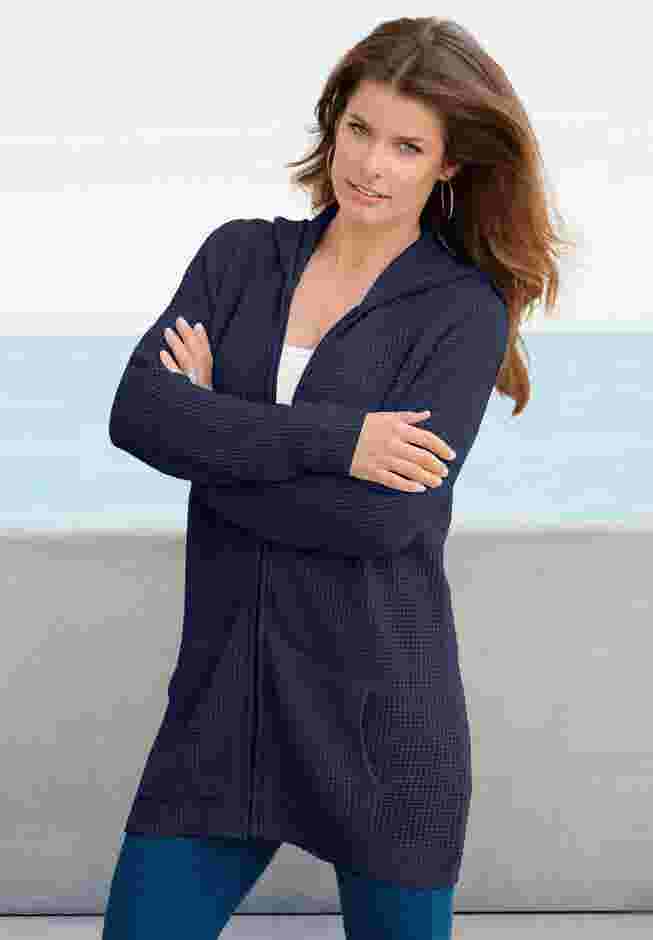 Plus Size Waffle Knit Zip Hoodie image number 0