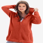 Plus Size Waffle Knit Zip Hoodie image number null