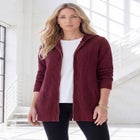 Plus Size Waffle Knit Zip-Front Relaxed Hoodie image number null