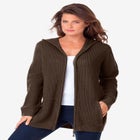 Plus Size Waffle Knit Zip Hoodie image number null