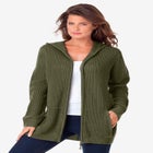 Plus Size Waffle Knit Zip Hoodie image number null