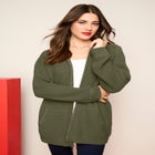Plus Size Waffle Knit Zip-Front Relaxed Hoodie image number null