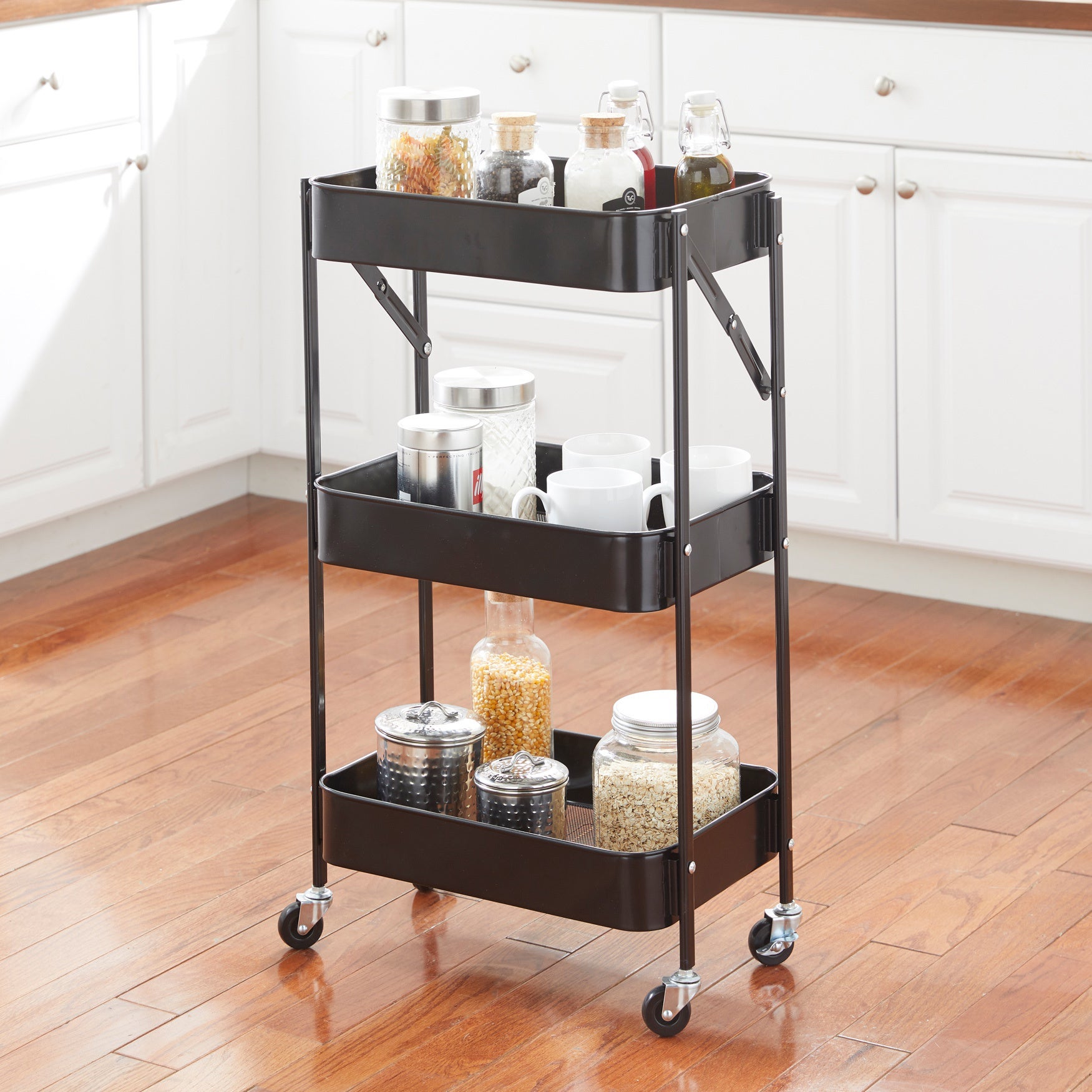 3Tier Foldable Rolling Cart Roaman's