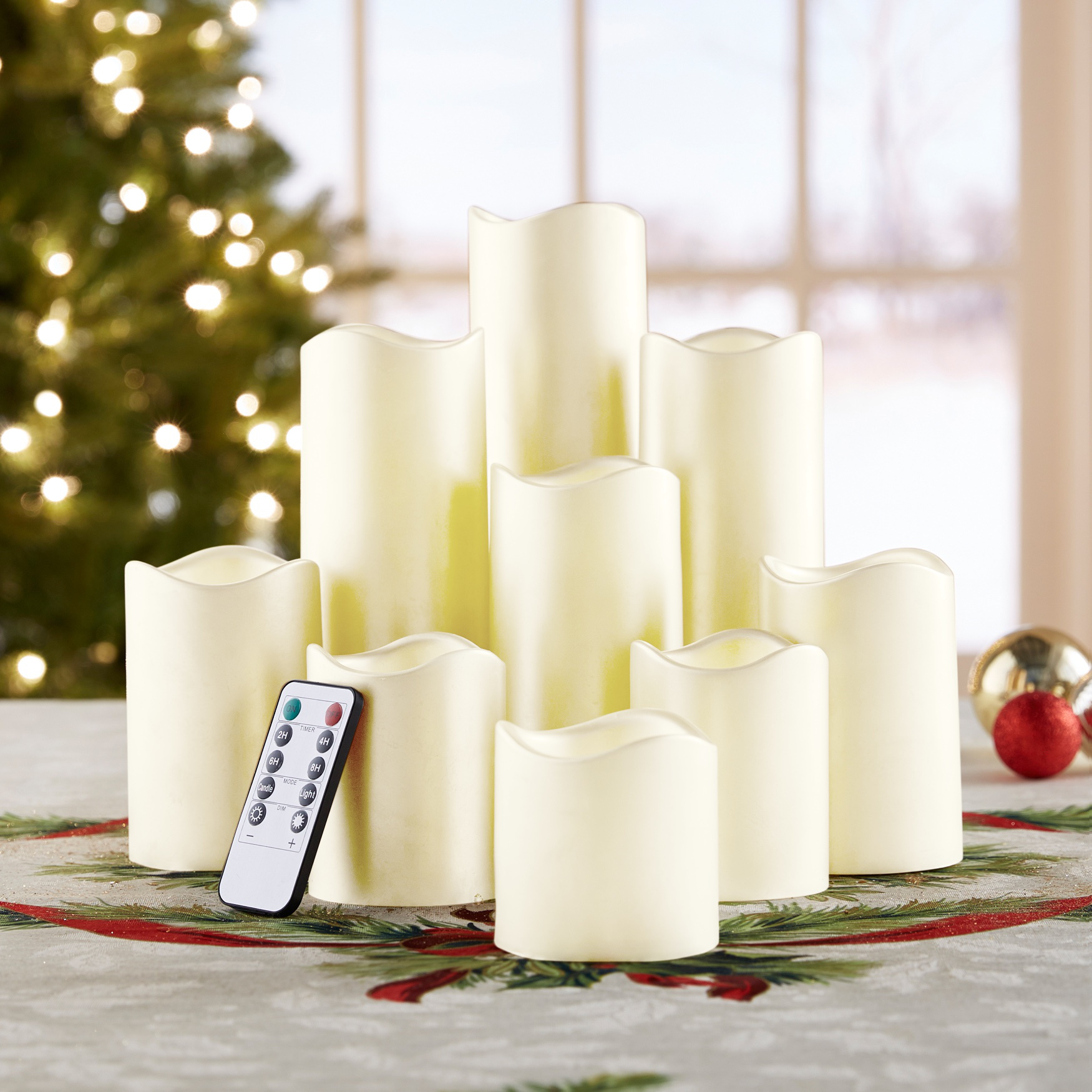 Remote-Controlled LED Candles, Set of 9, IVORY