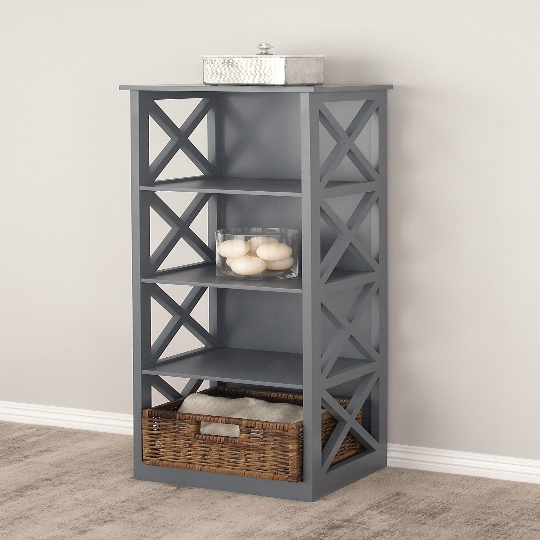 Grey Wood Traditional Shelving Unit, 51 " x 16 " x 12 " Roaman's
