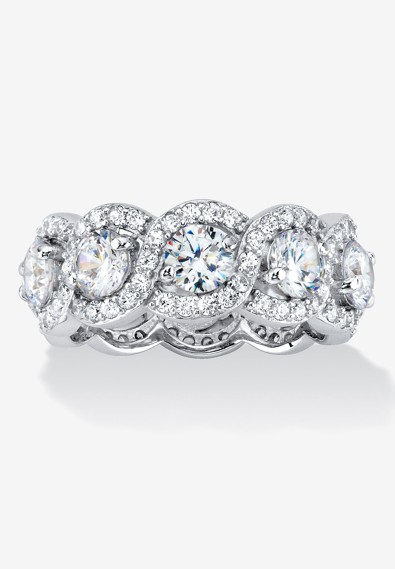 Platinum over Sterling Silver Cubic Zirconia Halo Eternity ...