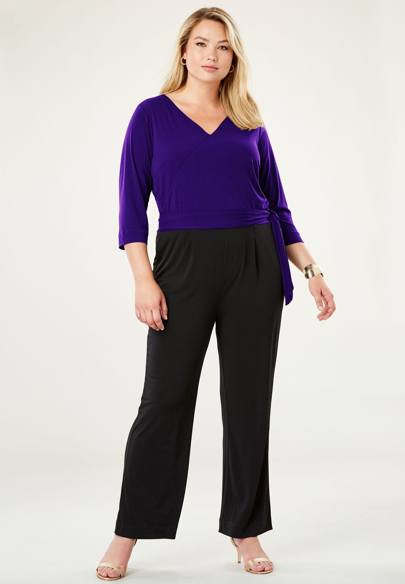 Travel Knit Colorblock Jumpsuit Plus SizeDresses Roaman's