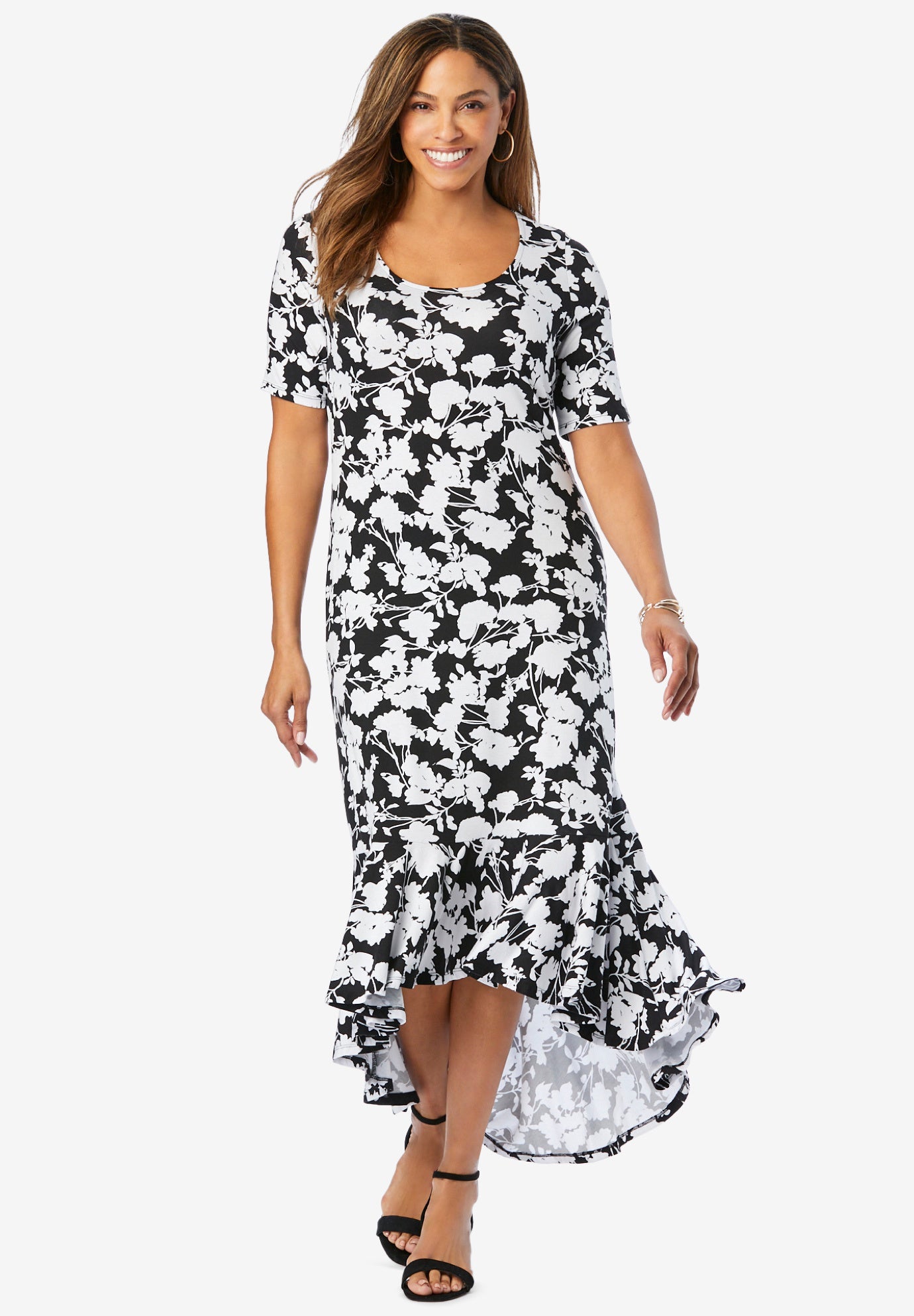 Everyday Knit Flounce Hem Maxi Dress Roaman s