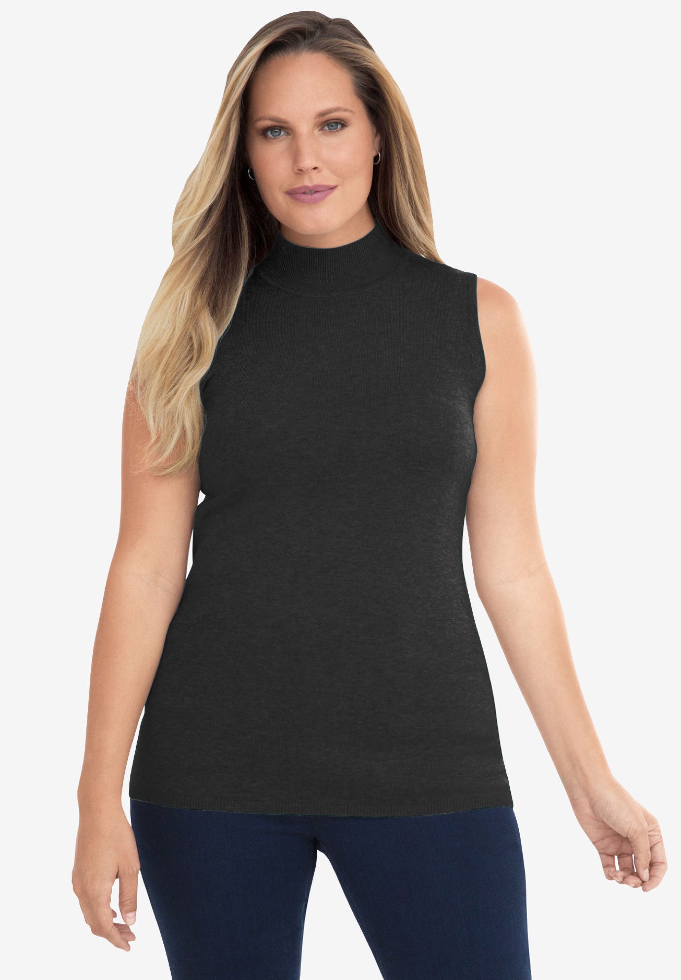 Fine Gauge Mockneck Sweater Plus Size Sweaters Roaman S