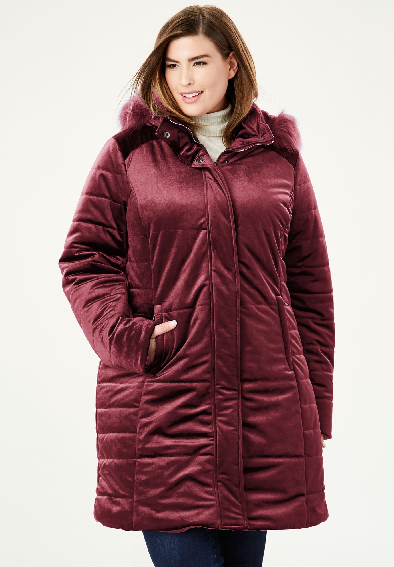 Velvet Puffer Coat Roaman's