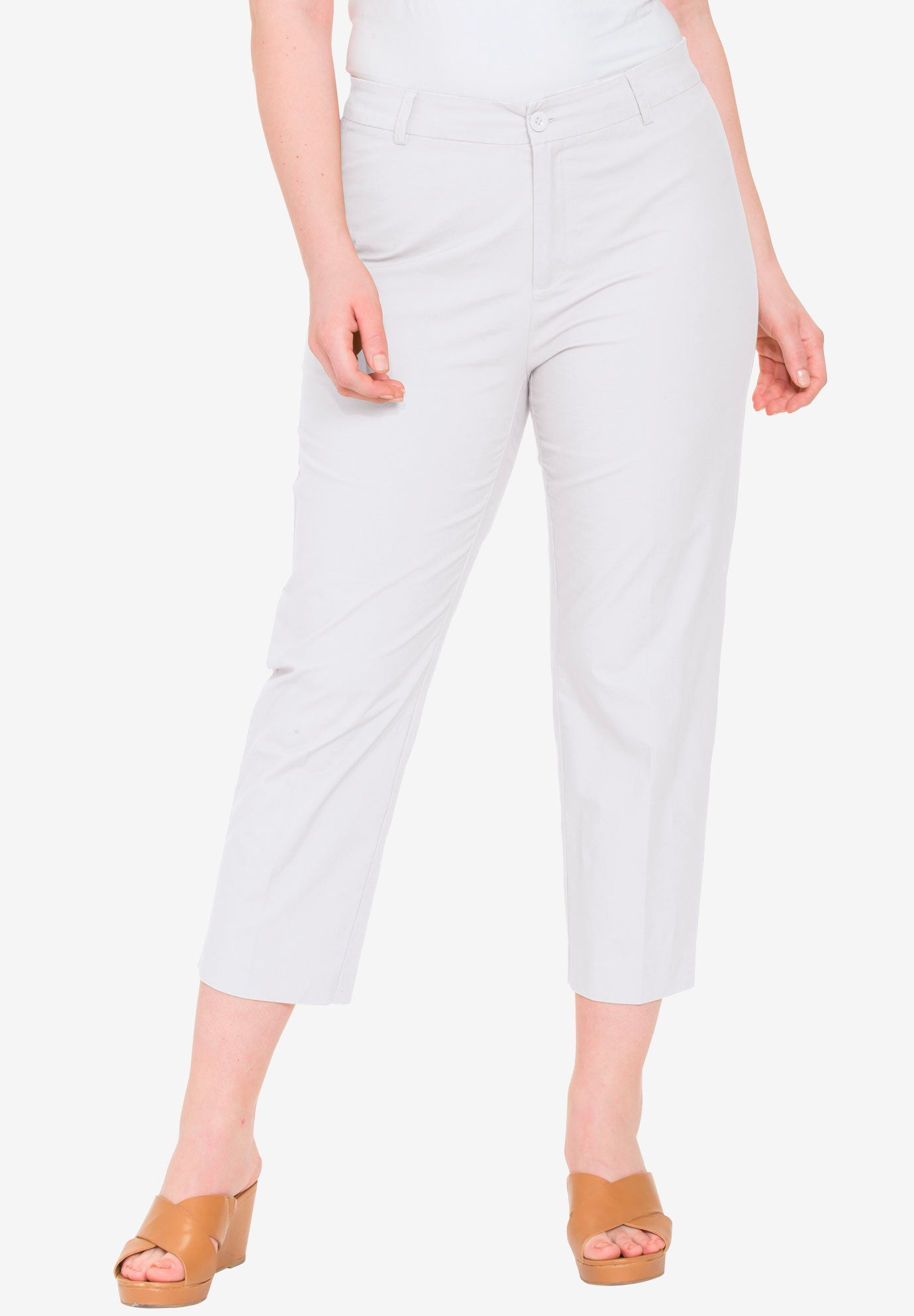 Stretch Poplin StraightLeg Crop Pant Roaman's