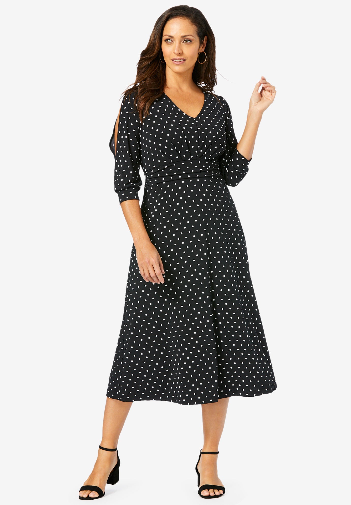 Slit Sleeve Midi Dress | Roaman's
