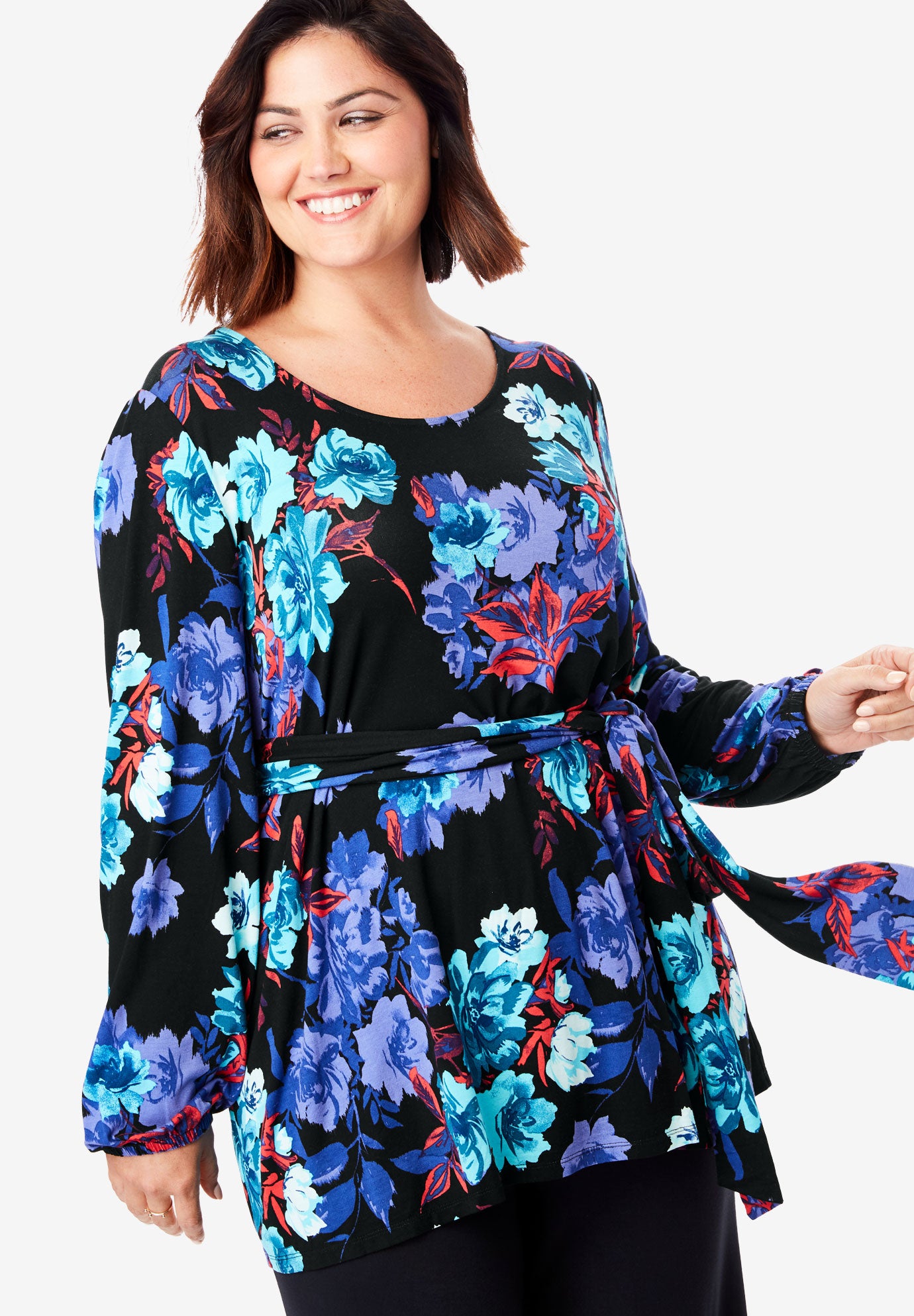 Belted Knit Tunic Roaman's