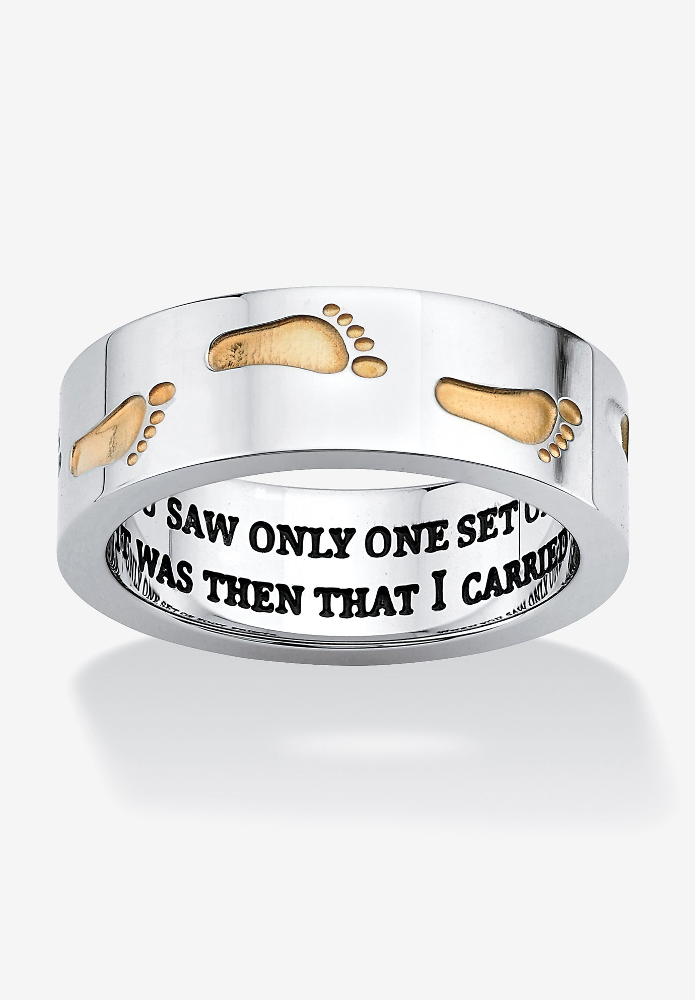 Fashionable Gold IonPlated Stainless Steel TwoTone "Footprints in the