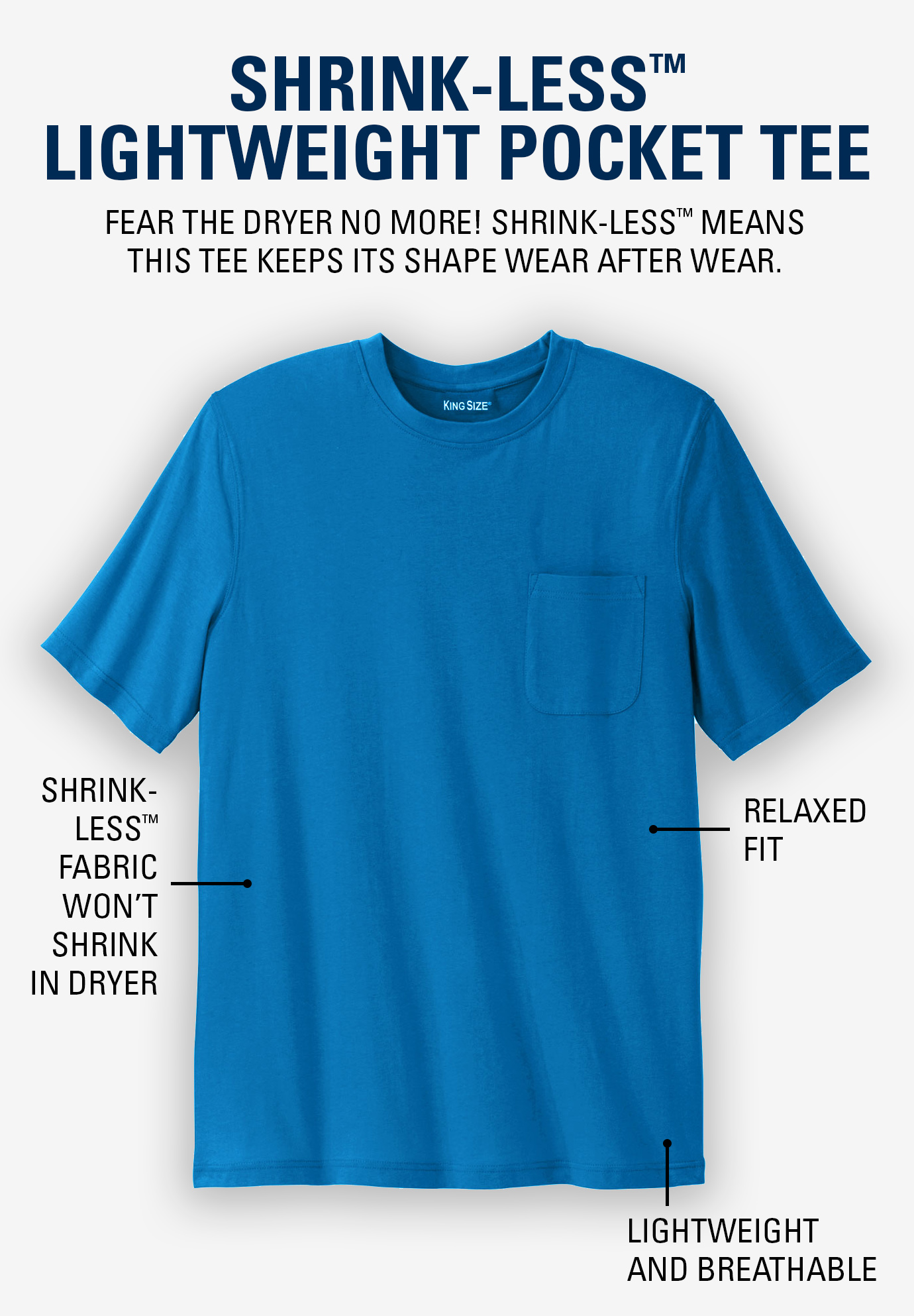 Shrink-Less™ Lightweight Pocket Crewneck T-Shirt | Roaman's
