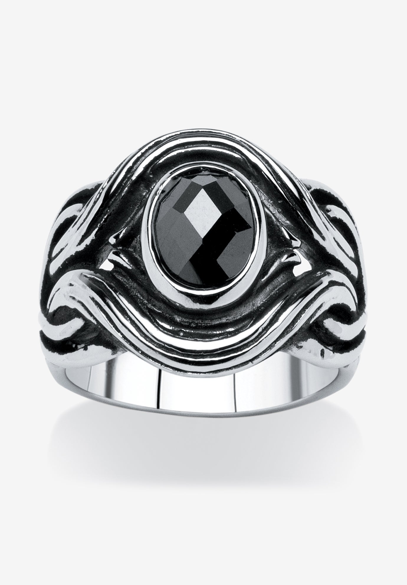 Stainless Steel Antiqued Black Cubic Zirconia Ring Roaman's