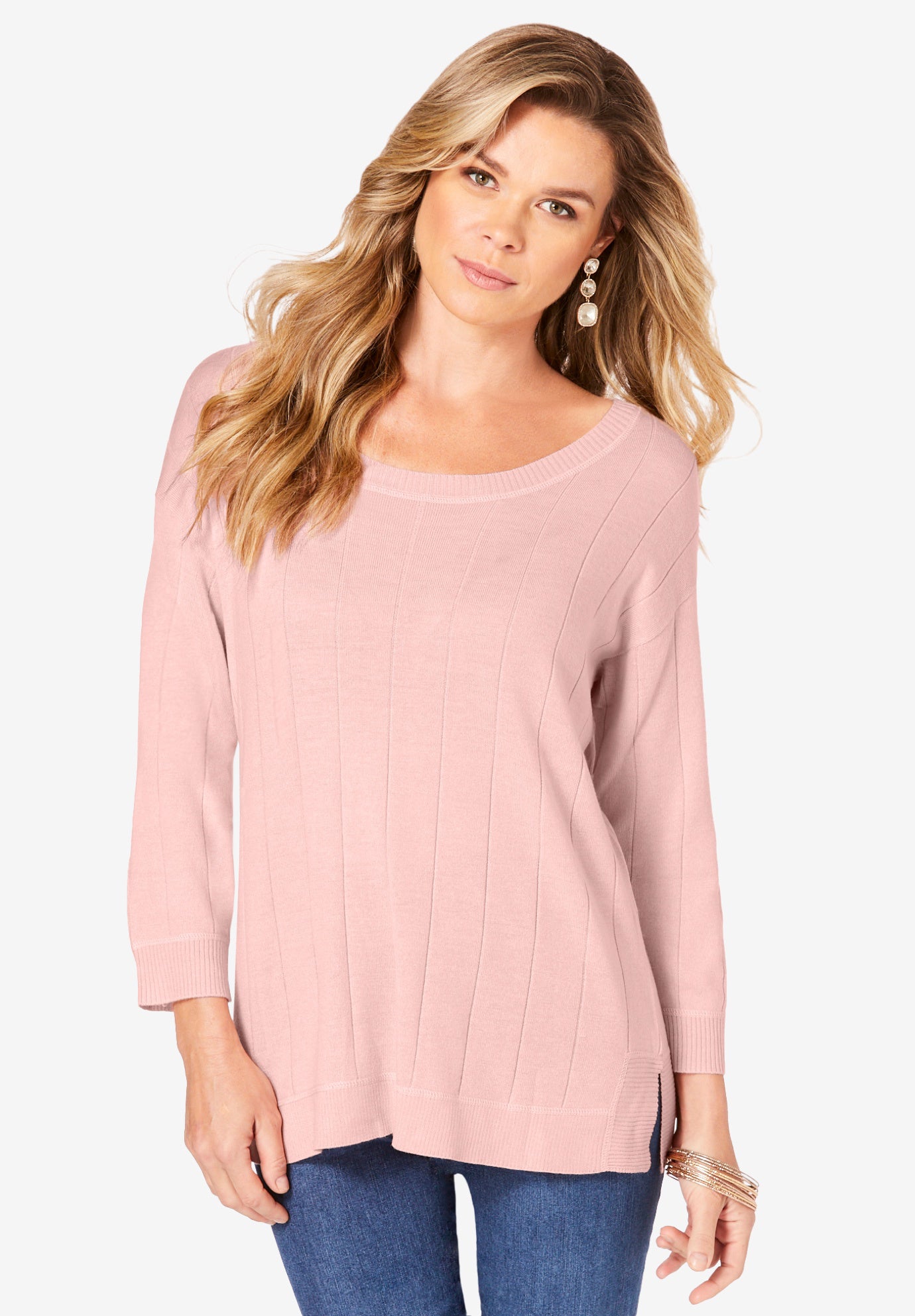 Fine Gauge Drop Needle Ballet Sleeve Sweater Roaman S