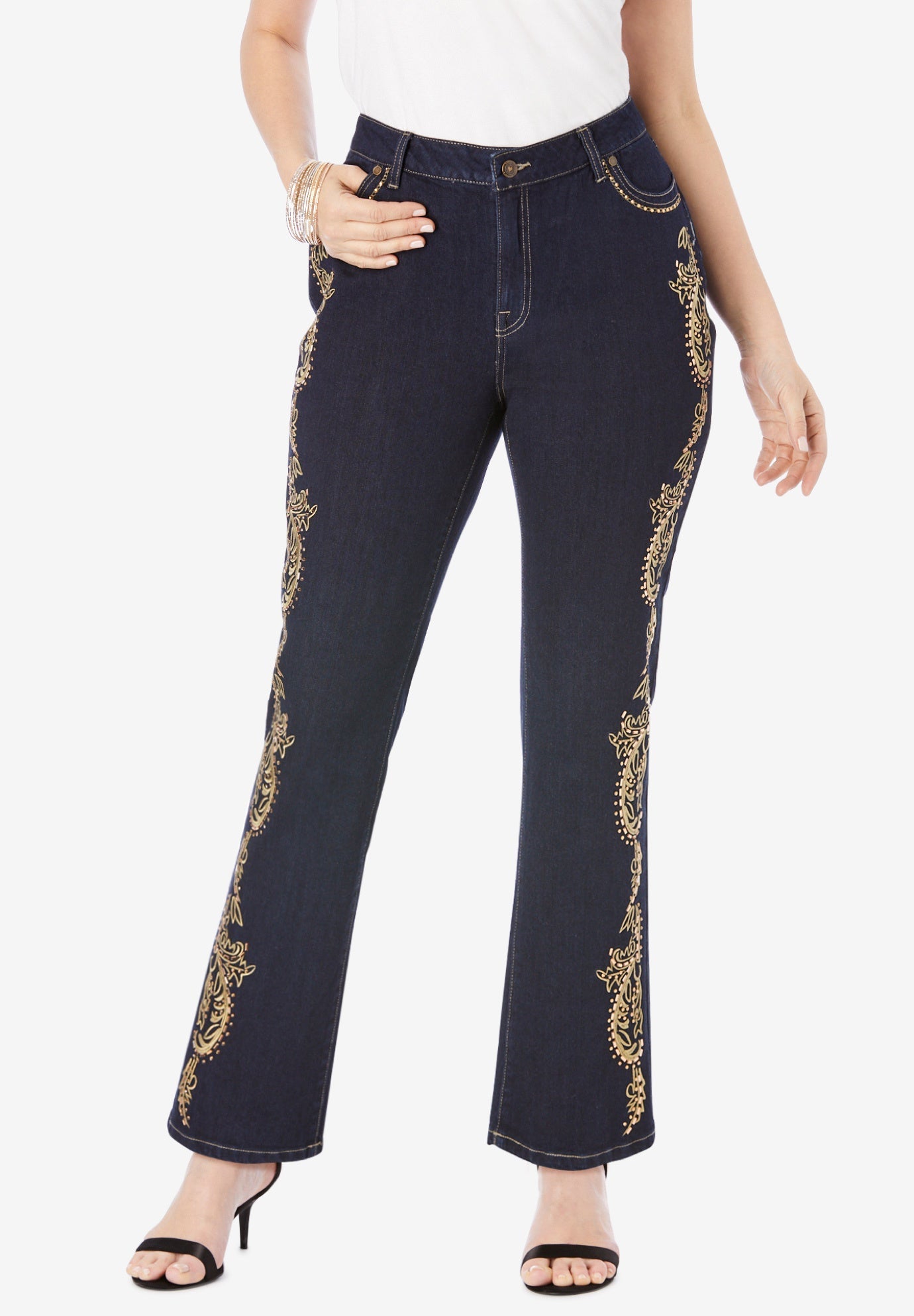 Embroidered Bootcut Jeans by Denim 24/7® Roaman's