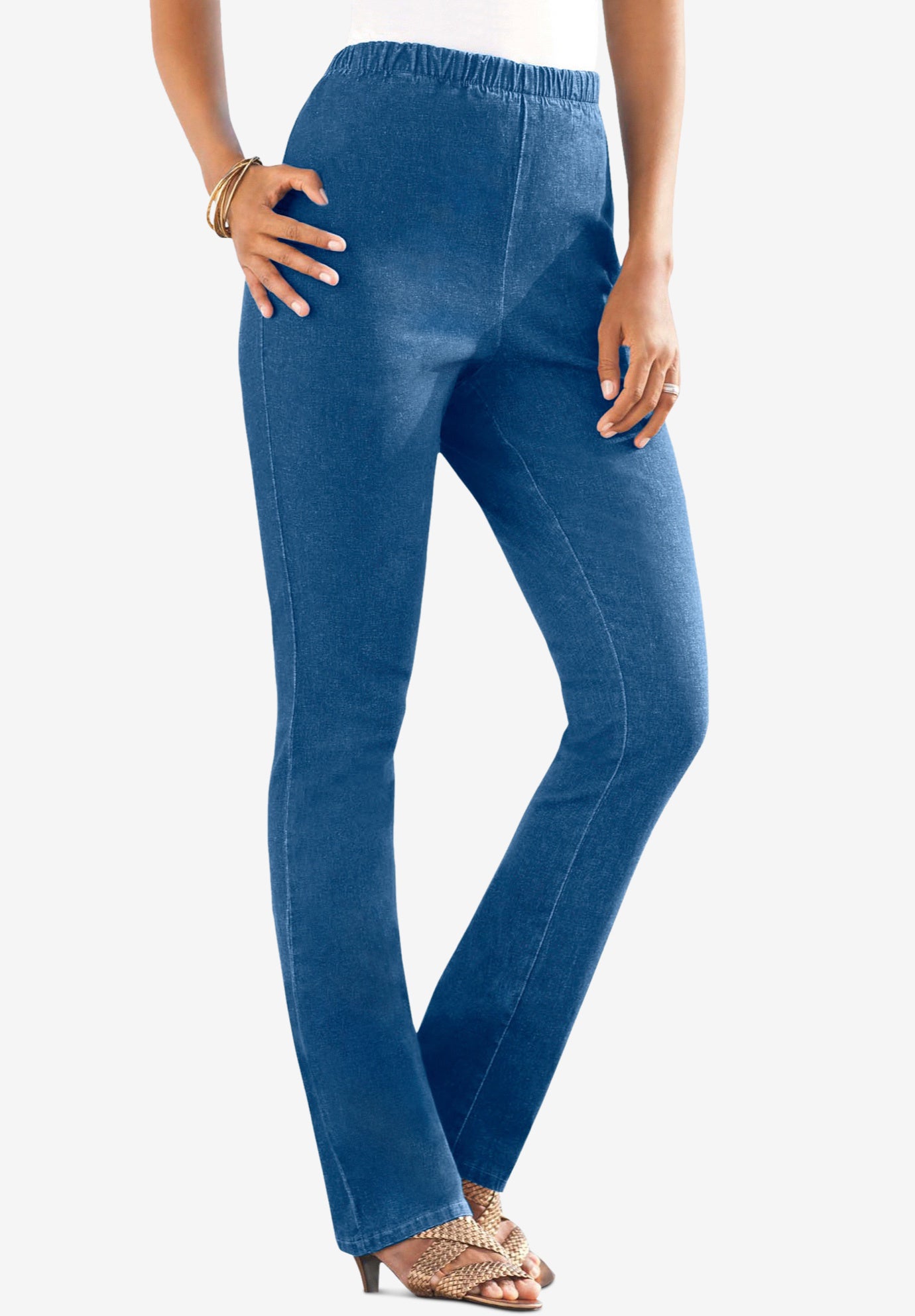 pull on stretch straight leg jeans